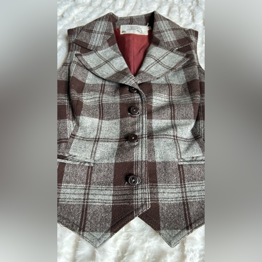 Vintage Wool Plaid Lined Vest - Picture 7 of 11